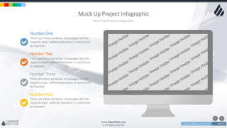 w w w . D o m a i n . c o m Page 72
www.MainSlide.com
© All Rights Reserved.
Confidential
Mock Up Project Infographic
Mock Up Project Infographic
Number One
There are many variations of passages but the
majority have suffered alteration in some form
by injected.
Number Two
There are many variations of passages but the
majority have suffered alteration in some form
by injected.
Number Three
There are many variations of passages but the
majority have suffered alteration in some form
by injected.
Number Four
There are many variations of passages but the
majority have suffered alteration in some form
by injected.
 