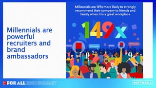 Millennials are
powerful
recruiters and
brand
ambassadors
 
