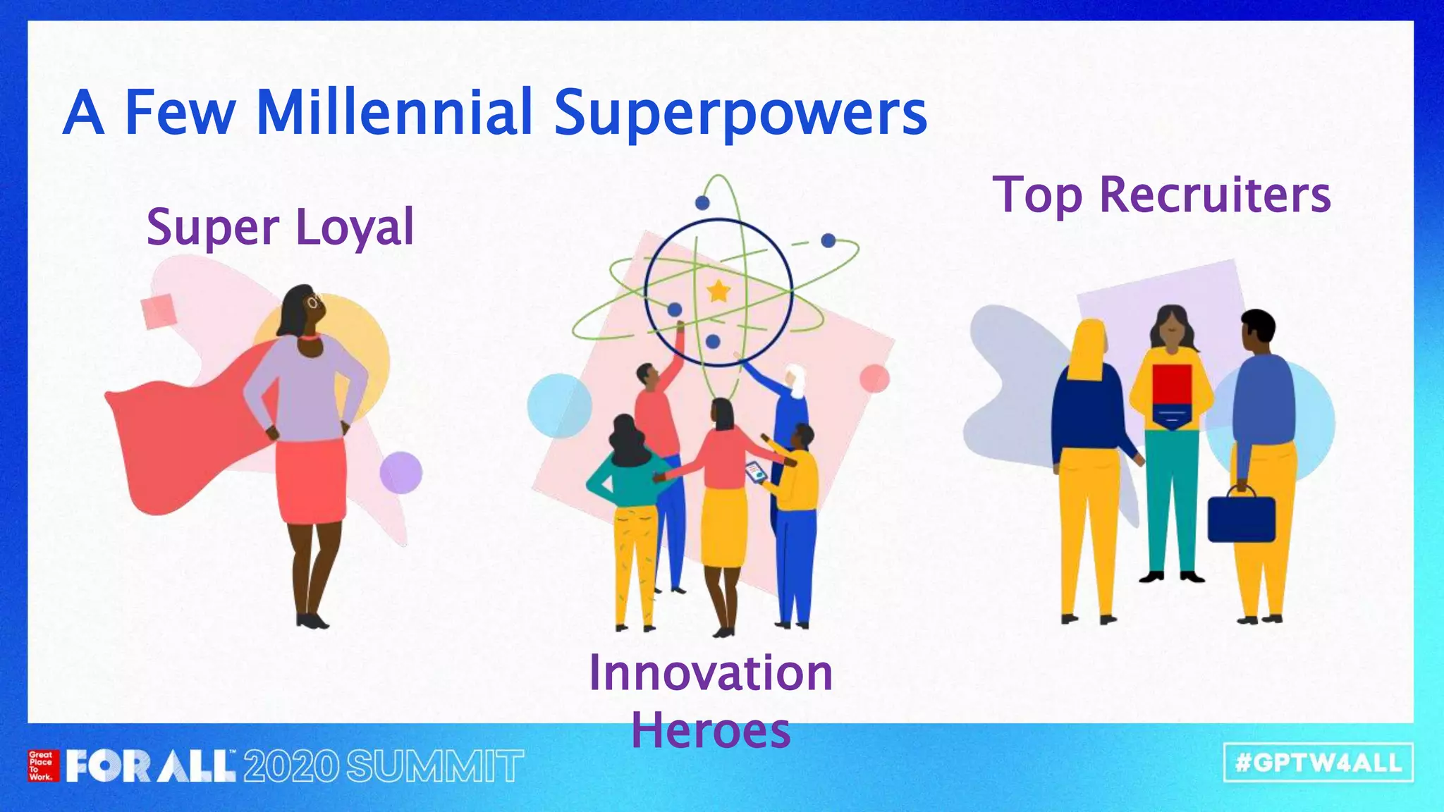 A Few Millennial Superpowers
Innovation
Heroes
Super Loyal
Top Recruiters
 