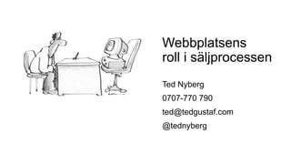 Webbplatsens
roll i säljprocessen
Ted Nyberg
0707-770 790
ted@tedgustaf.com
@tednyberg
 
