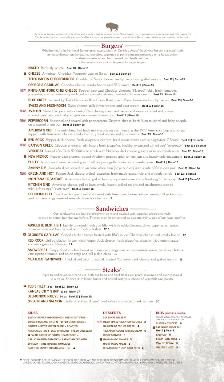Ted's Montana Grill Menu