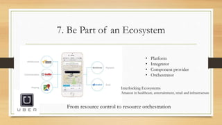 6. Implement dynamic decision architectures
Where do you place decision rights?
• When do you service a car?
• Determine best route?
• Where to stop for gas?
Centralized, decentralized or distributed
Products that learn and adapt while in-use
 