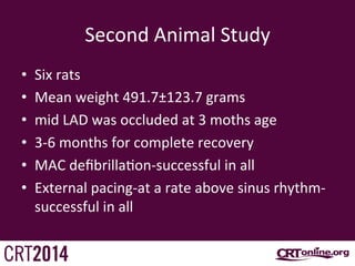 Second	
  Animal	
  Study	
  
• 
• 
• 
• 
• 
• 

Six	
  rats	
  
Mean	
  weight	
  491.7±123.7	
  grams	
  
mid	
  LAD	
  ...