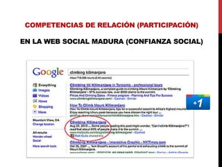 COMPETENCIAS DE RELACIÓN (PARTICIPACIÓN)

EN LA WEB SOCIAL MADURA (CONFIANZA SOCIAL)
 