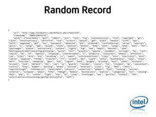 Random Record
{
"url": "http://www.1stvwparts.com/default.php?cPath=159",
"timestamp": "20091120145711",
"words": ["covermodel", "golf", "rabbit", "just", "text", "hig", "platestainless", "find", "copyright", "gti",
"cache", "returnsprivacy", "partsfirm", "rear", "scratch", "passat", "gmt", "plate", "handle", "scuff", "was",
"hatch", "wagonnew", "got", "nov", "password", "advanced", "and", "aluminum", "controlbackup", "server", "specials",
"quick", "x", "largo", "www", "splash", "items", "edition", "beetle", "home", "even", "cargo", "what", "mats", "for",
"sportwagen", "please", "anniversary", "content", "lights", "fog", "new", "email", "monster", "ipod",
"beetlepassatrabbitroutantiguantouareg", "quite", "cart", "acoustic", "apache", "november", "includes", "by", "care",
"search", "ok", "of", "openssl", "shipping", "covereuropean", "s", "products", "stainless", "wheels", "protector",
"com", "vinyl", "duty", "pre", "encoding", "cc", "sweet", "noticeconditions", "clear", "unix", "electronic", "post",
"cabrio", "powered", "chrome", "transfer", "fri", "accent", "mkv", "cpath", "jetta", "maintenance", "type", "store",
"more", "function", "shopping", "gear", "hub", "tiguan", "park", "pragma", "brushed", "must", "steel", "distance",
"account", "look", "default", "bbs", "cap", "us", "guards", "reviews", "routan", "fun", "chunked", "my", "usecontact",
"control", "they", "bumper", "warning", "brake", "eurovan", "exterior", "close", "rig", "dent", "check",
"registerforgot", "information", "revalidate", "sensors", "connection", "member", "html", "touareg", "online",
"interior", "european", "wheel", "http", "though", "models", "bestsellers", "expires", "categories", "kit", "catalog",
"date", "php", "e", "center", "light", "thu", "no", "cover", "frontpage", "eos", "gorilla", "contact", "the",
"selectcabriocceoseurovangligolfgtijettajetta", "left"]
}

 