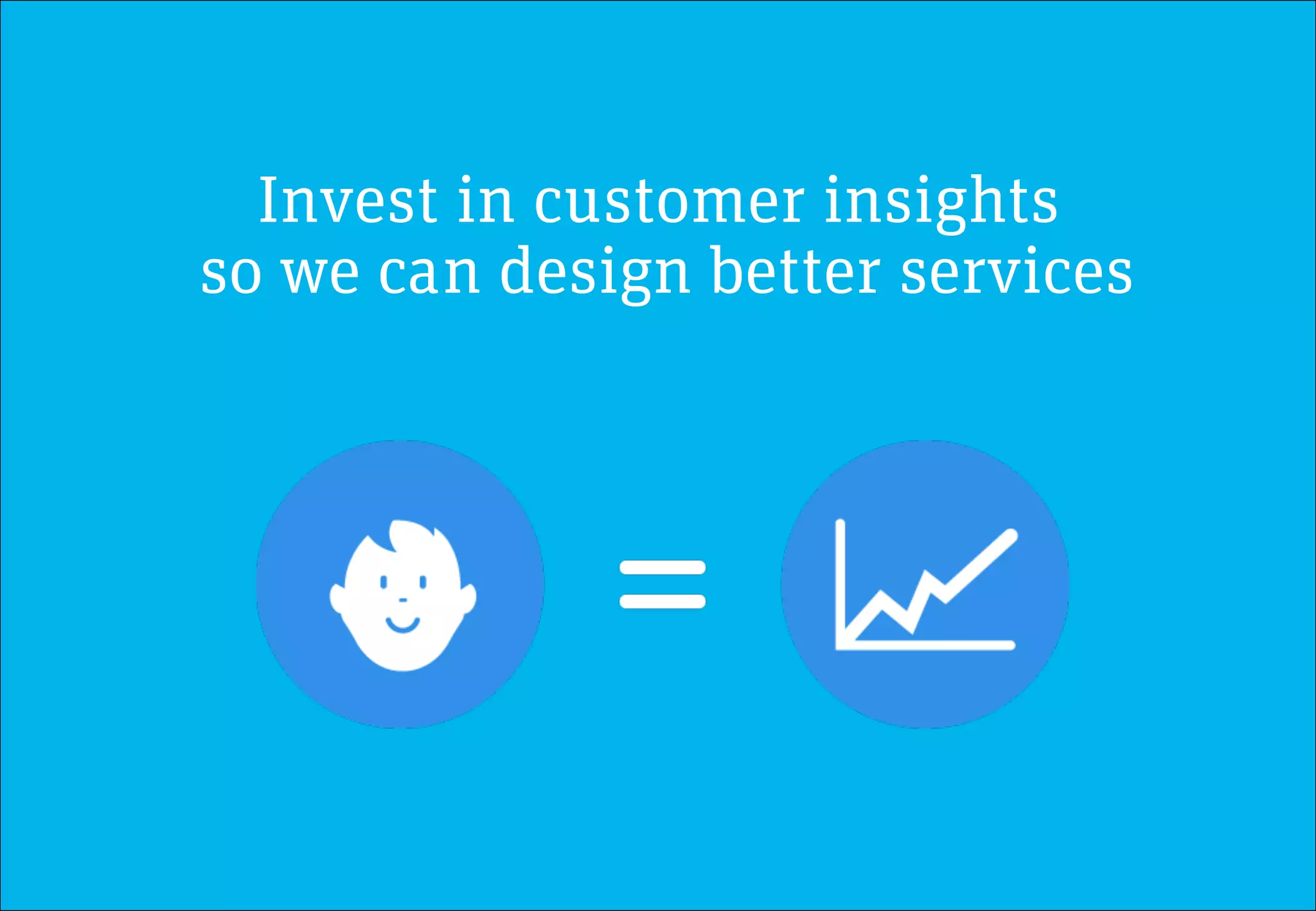 Invest in customer insights
so we can design better services
 