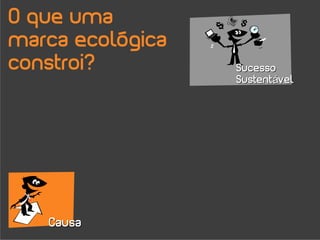 O que uma
marca ecológica
constroi?         Sucesso
                  Sustentável




   Causa
 