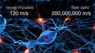 neural impulses          ﬁber optic
  120 m/s         200,000,000 m/s!
 