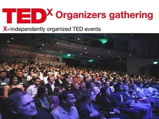 X Organizers gathering
X=independently organized TED events
 