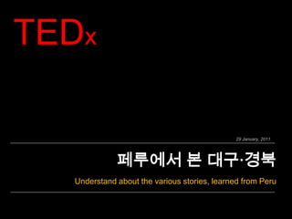 TEDx 29 January, 2011 페루에서 본 대구·경북 Understand about the various stories, learned from Peru 