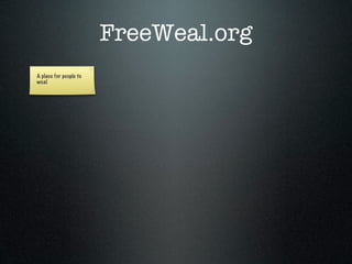 FreeWeal.org
A place for people to
weal
 