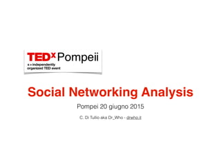 Social Networking Analysis
Pompei 20 giugno 2015
C. Di Tullio aka Dr_Who - drwho.it
 