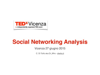 Social Networking Analysis
Vicenza 27 giugno 2015
C. Di Tullio aka Dr_Who - drwho.it
 