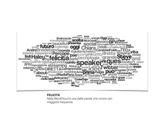 FELICITÀ
Nella WordCloud è una delle parole che ricorre con
maggiore frequenza
 