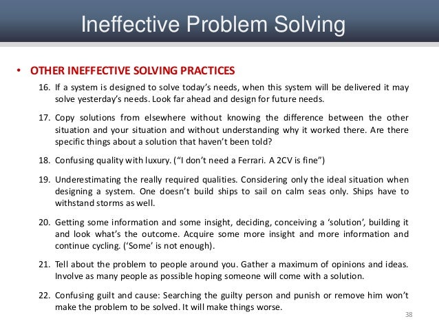 Problem Solving - Concepts and Approach for Systems and Strategies