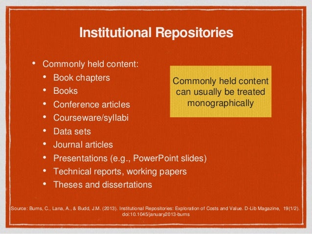 Theses and dissertation on institutional repository