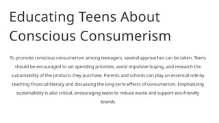 Teenagers' Consumerism Habits - Apresentação | PPTX