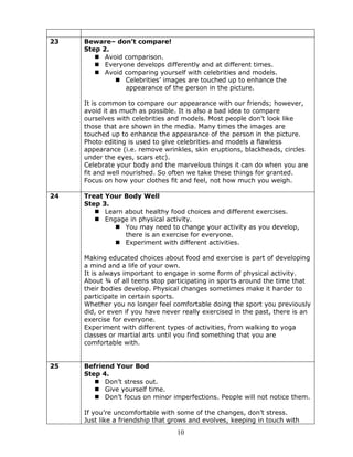 Teen curriculum body image Unit 3 | PDF