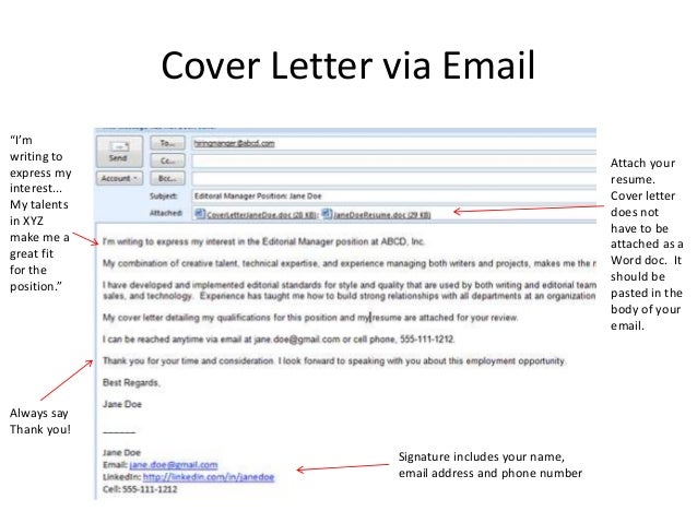 do you write a cover letter in an email or attach it