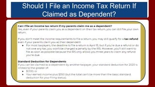 Should I File an Income Tax Return If
Claimed as Dependent?
 