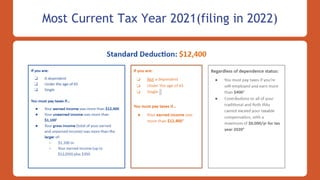 Most Current Tax Year 2021(filing in 2022)
 