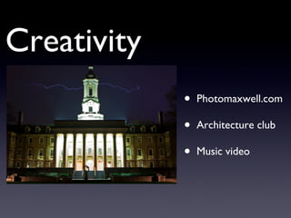 Photomaxwell.com Architecture club  Music video Creativity 