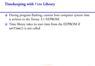 millis() micros()
char strbuf[48];
void setup(){
Serial.begin(9600);
}
void loop(){
snprintf(strbuf, 48,
"Time: %ld ms (%ld µs)",
millis(), micros()
);
Serial.println(strbuf);
delay(1000);
}
 