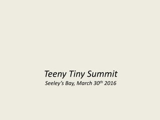 Teeny Tiny Summit
Seeley’s Bay, March 30th 2016
 