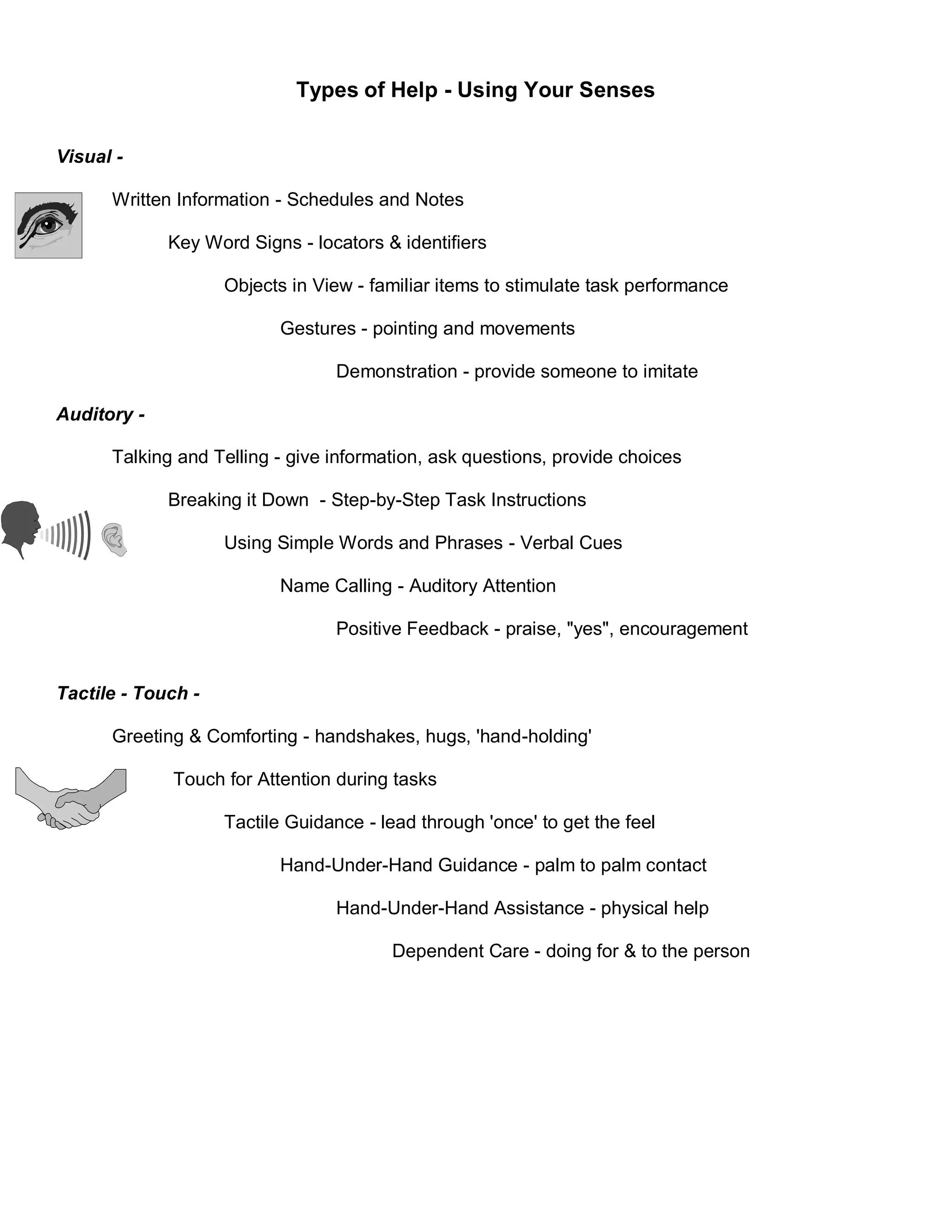 Teepa Snow Dementia Building Skill Handout PDF