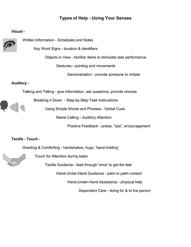 Teepa Snow Dementia Building Skill Handout PDF