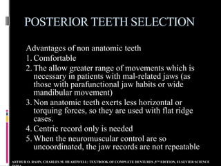 TEETH SELECTION for complete edentulism condition | PPTX