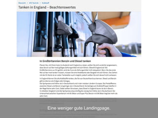 Eine weniger gute Landingpage.
 