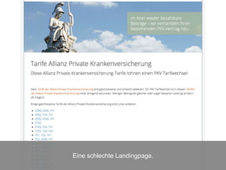 Eine schlechte Landingpage.
 