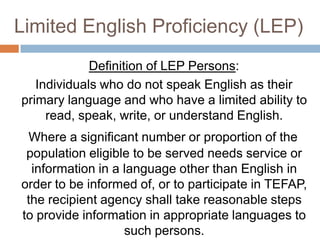 The Lep In TEFAP Civil Rights | PPTX