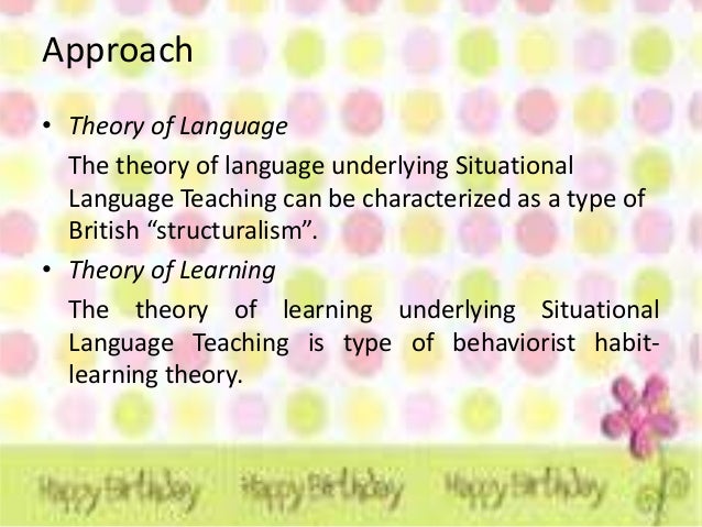 situational language teaching English language teaching methods 3829 words | 16 pages definitionsnet, teaching method is defined as the principles and methods of instruction. situational language teaching English language teaching methods 3829 words | 16 pages definitionsnet, teaching method is defined as the principles and methods of instruction.
