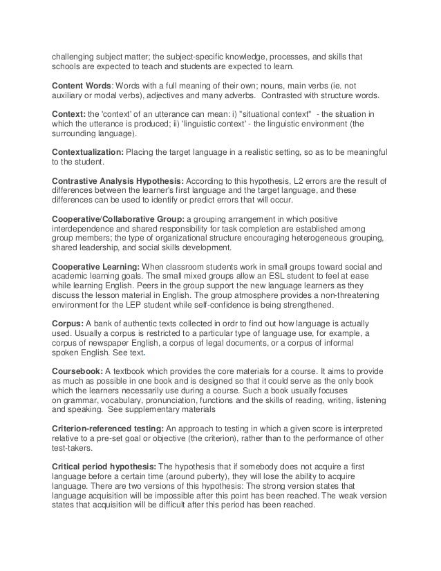 Tefl Glossary Tefl Glossary