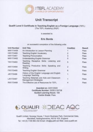 Transcript - Teaching English as a Foreign Language (TEFL)