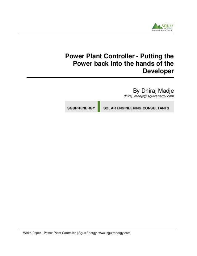 Power Plant ControllerPutting the Power back into the hands of the D…