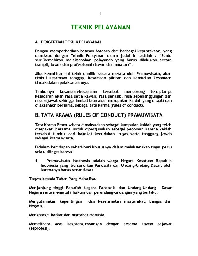 Teknik Pelayanan Wisatawan
