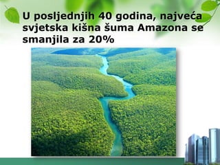 U posljednjih 40 godina, najveća
svjetska kišna šuma Amazona se
smanjila za 20%
 