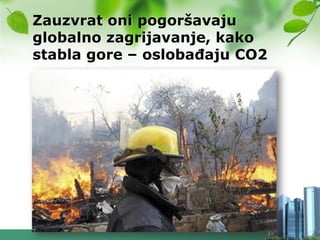 Zauzvrat oni pogoršavaju
globalno zagrijavanje, kako
stabla gore – oslobaĎaju CO2
 