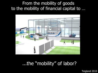 From the mobility of goods  to the mobility of financial capital to …  ...the “mobility” of labor? Teigland 2010 