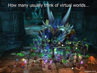 How many usually think of virtual worlds… Teigland 2010 