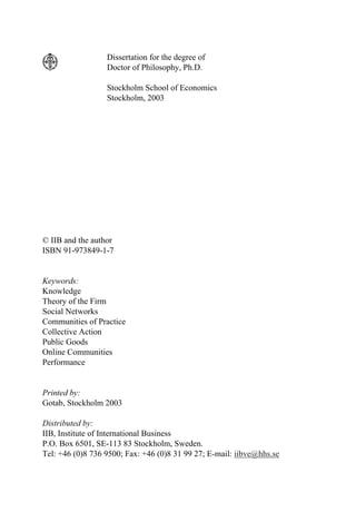 Dissertation for the degree of
                  Doctor of Philosophy, Ph.D.

                  Stockholm School of Econom...
