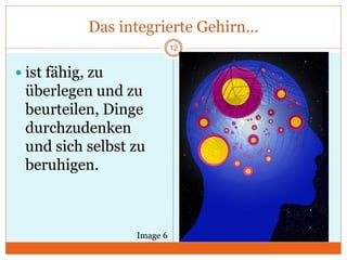 Das integrierte Gehirn…
12
 ist fähig, zu
überlegen und zu
beurteilen, Dinge
durchzudenken
und sich selbst zu
beruhigen.
Image 6
 