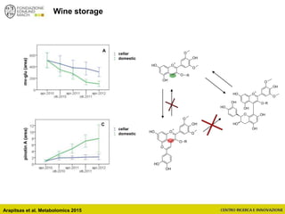Wine storage
O
+
O
OH
OH
O
OH
O
OH
O
OH
OH
OH
OH
R
O
+
OH
OH
OH
O R
O
O
O
+
O
OH
OH
O
O
OH
OH
O
R
cellar
domestic
cellar
domestic
Arapitsas et al. Metabolomics 2015
 