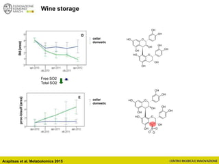 Wine storage
O
OH
OH
OH
OH
OH
O
OH
OH
OH
OH
OH
S
O
O
O
-
O
OH
OH
OH
OH
OH
O
OH
OH
OH
OH
OH
Free SO2
Total SO2
cellar
domestic
cellar
domestic
Arapitsas et al. Metabolomics 2015
 