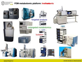 FEM metabolomic platform: instruments
Targeted analysis
Untargeted metabolomics
Isolation
FEM metabolomic platform: methods
www.fmach.it
 
