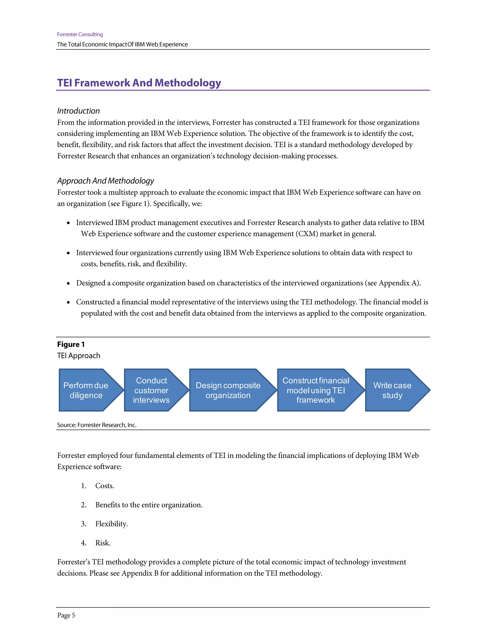 Conduct                        Construct financial
Perform due                Design composite                         Write case
               customer                        model using TEI
 diligence                   organization                            study
              interviews                         framework
 