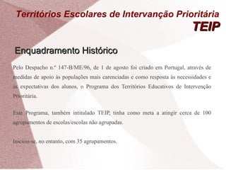Regulação de Educação: Territórios Escolares de Intervenção Prioritária,  Mestrado em Administração e Gestão Escolar, ESE Jean Piaget, Docente:  Professor Doutor Rui Teixeira Santos